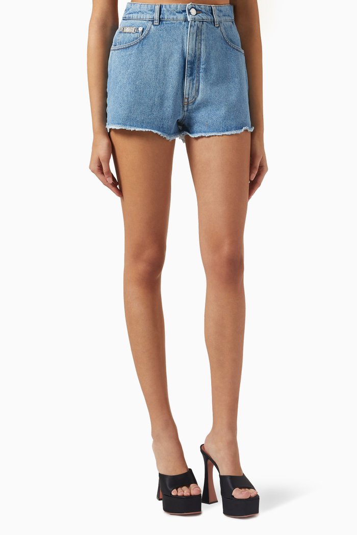 

Crystal-embellished Choker Shorts in Denim, Blue