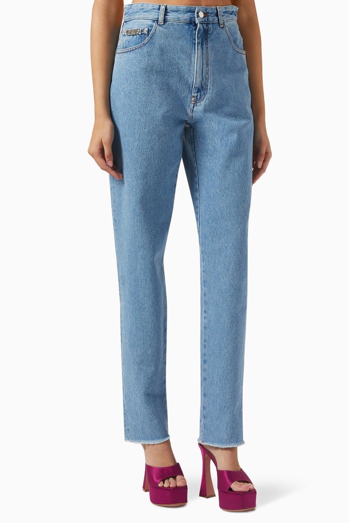 

Crystal-embellished Choker Jeans, Blue