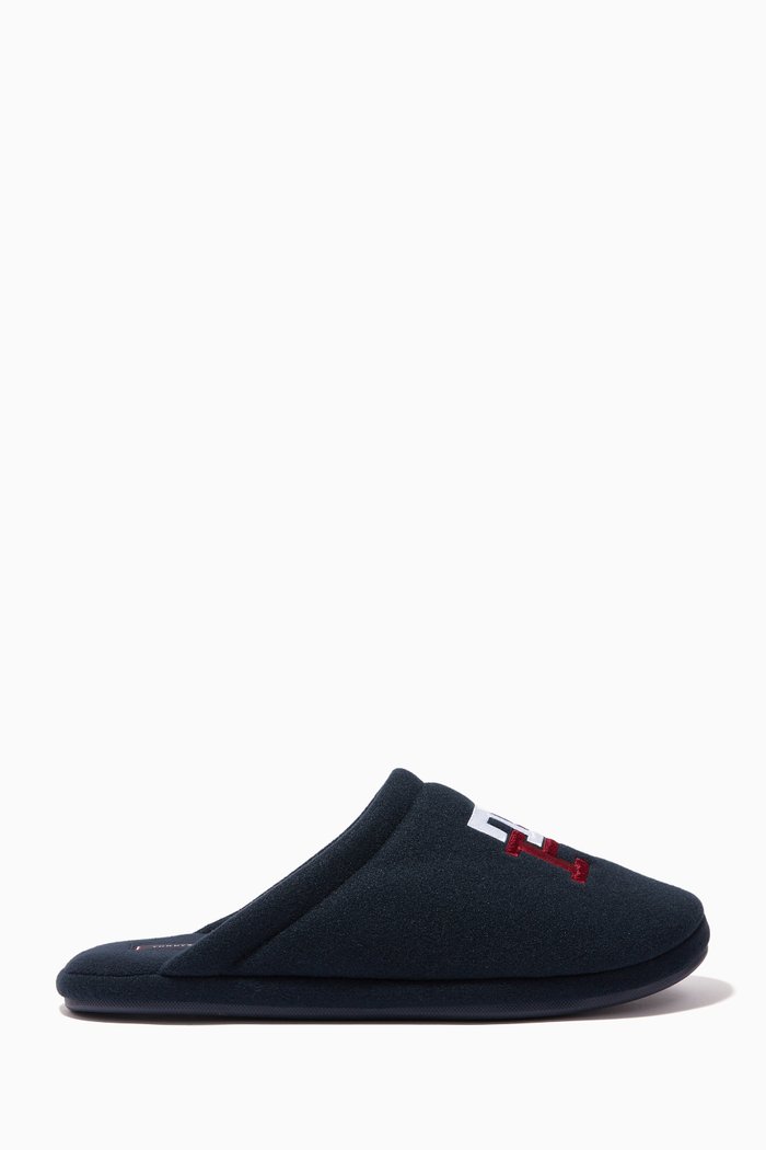

Monogram House Slippers in Recycled Polyester, Blue