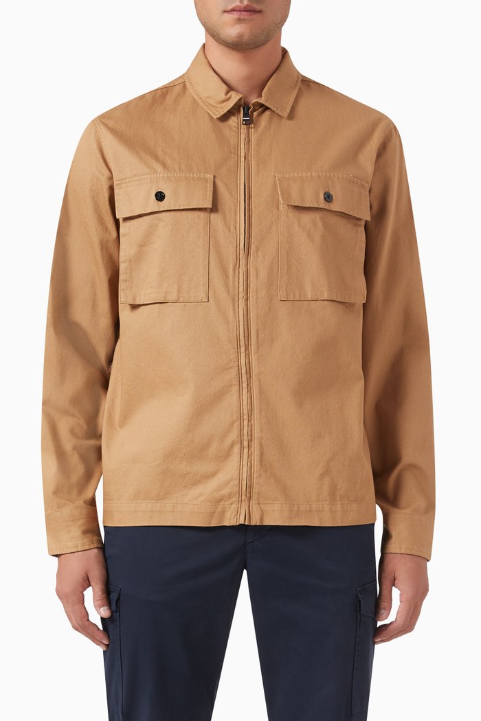 

Zip-up Shirt Jacket in Cotton-twill, Neutral