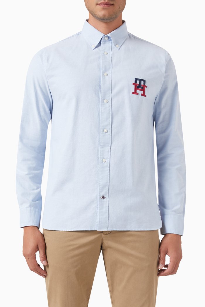 

TH Monogram-embroidery Oxford Shirt in Cotton, Blue