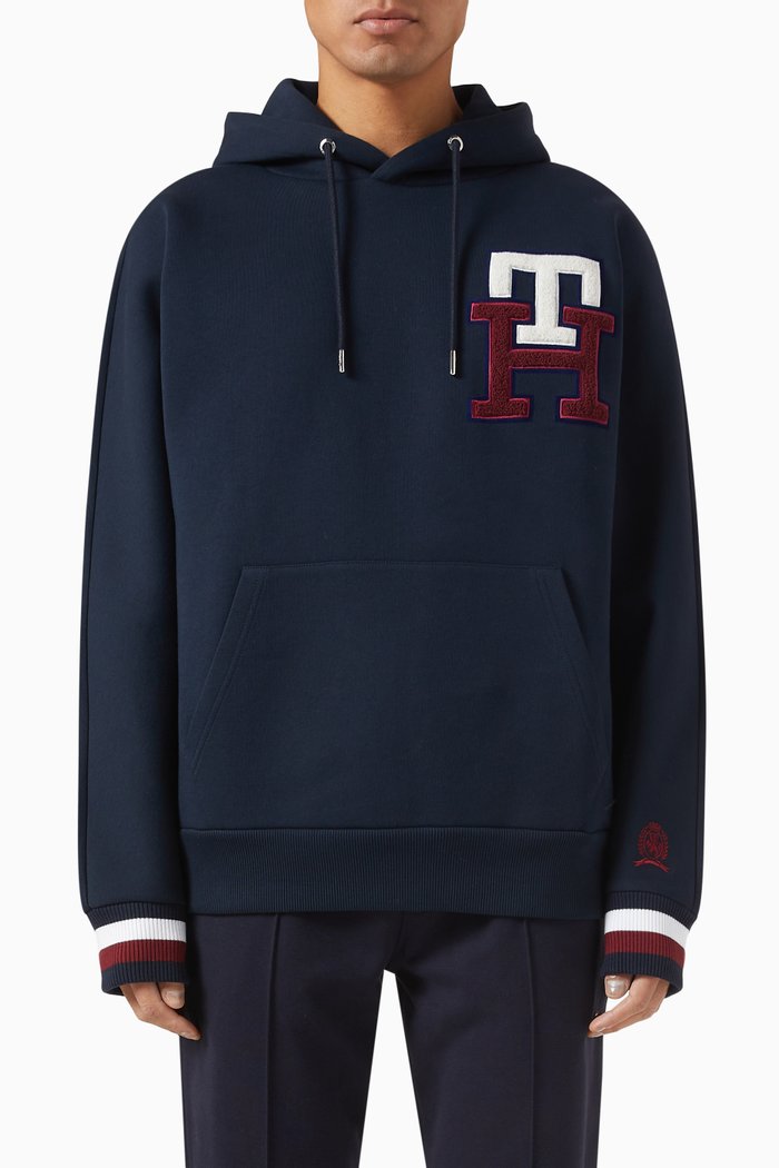 

Varsity Hoodie in Cotton, Blue