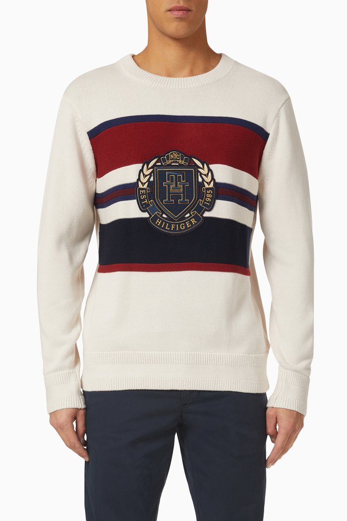

Seasonal Crest Sweater in Organic Cotton, Neutral