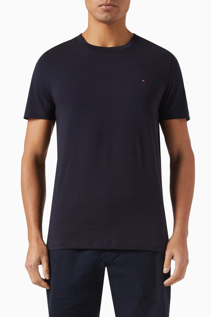 

Logo Tape T-shirt in Cotton Stretch, Blue