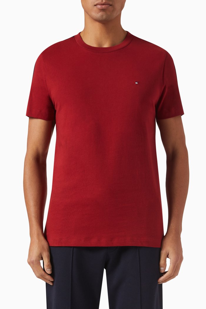 

Logo Tape T-shirt in Cotton Stretch, Red