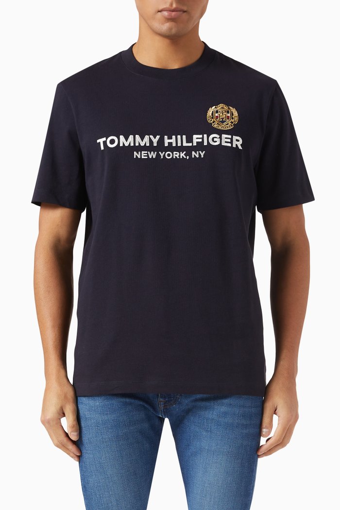 

Icon Stack Crest T-shirt in Transitional Cotton, Blue
