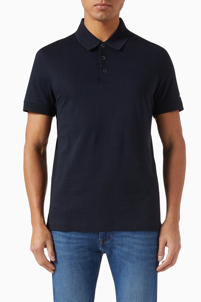 

Logo Polo in Mercerised Cotton Pique, Blue