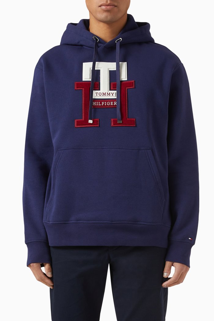 

Icon Monogram Hoodie in Cotton Blend, Blue