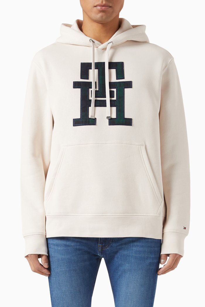

Icon Monogram Hoodie in Cotton Blend, Neutral