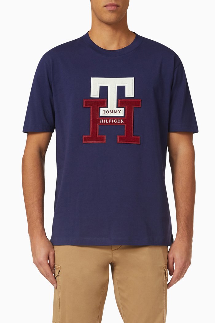 

Icon Black Watch Tartan Monogram T-Shirt in Cotton, Blue