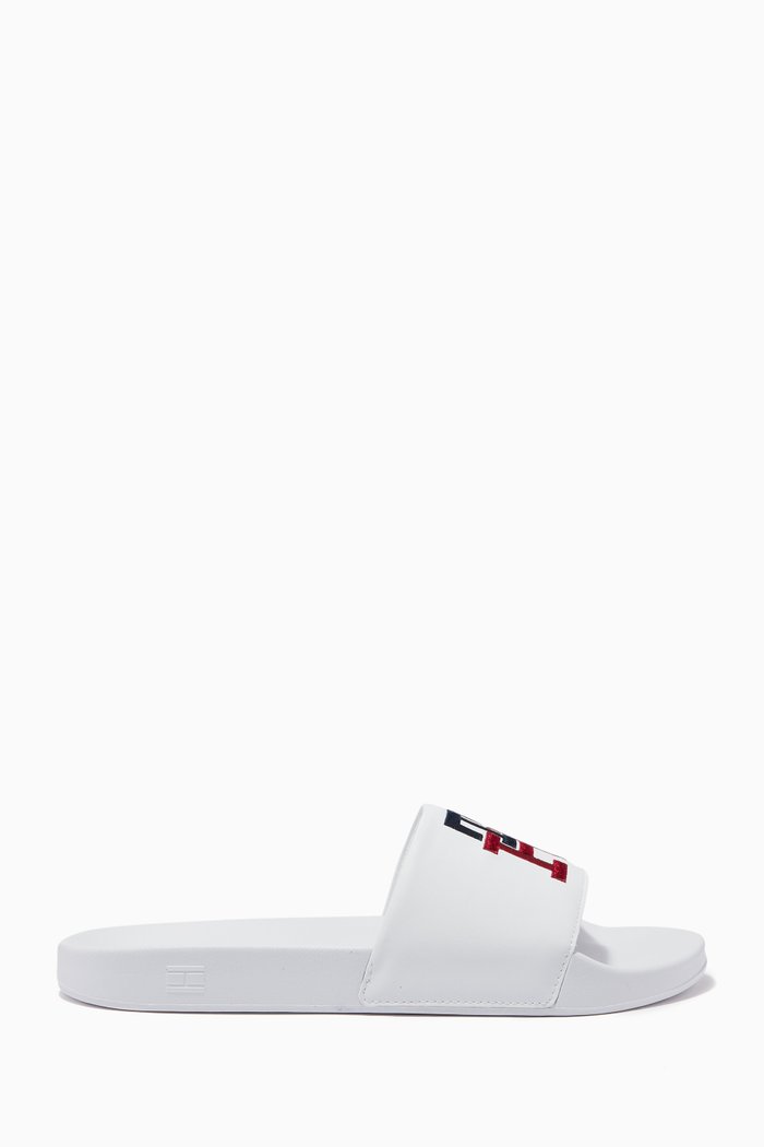 

Monogram Embroidery Slippers in PU, White