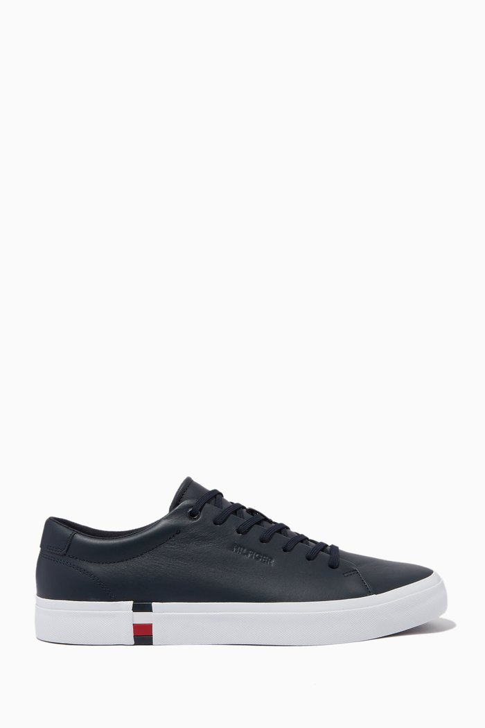 

Modern Signature Tape Sneakers in Leather Blend, Blue
