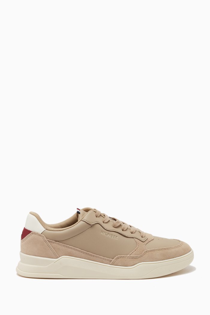 

Elevated Cupsole Sneakers in Leather Blend, Neutral