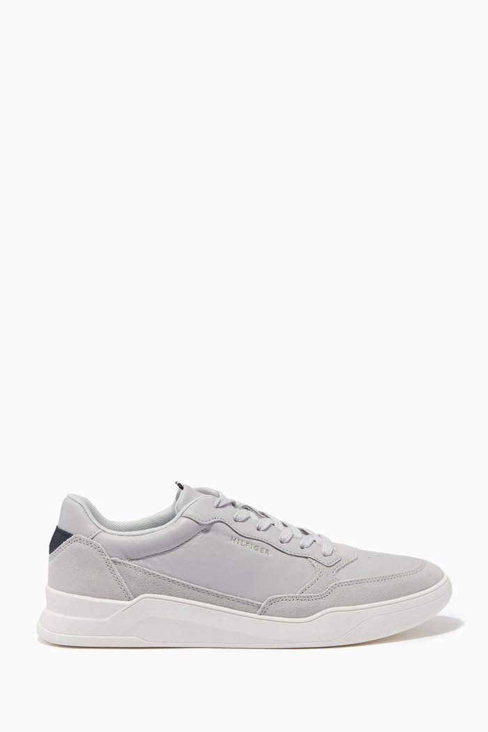 

Elevated Cupsole Sneakers in Leather Blend, Grey