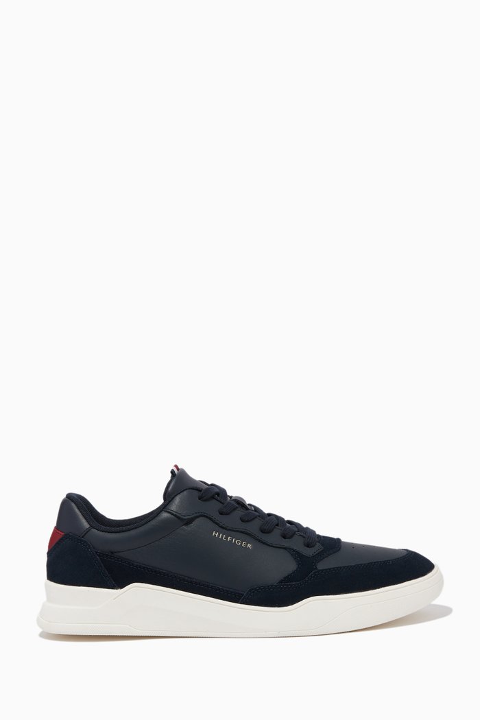 

Elevated Cupsole Sneakers in Leather Blend, Blue