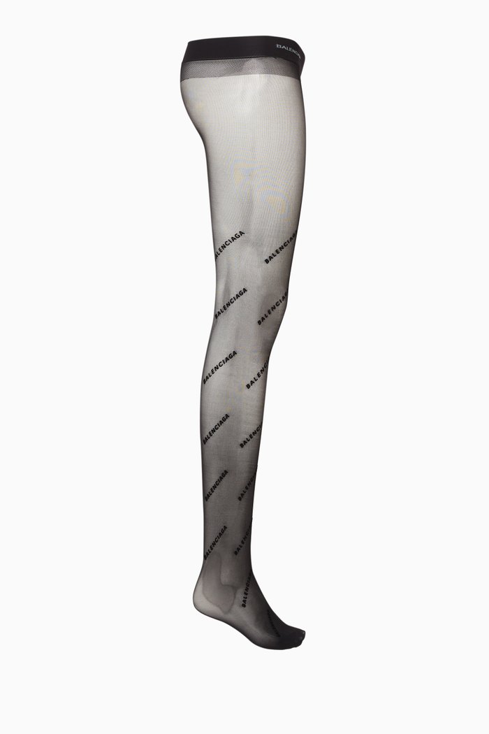 Flocked-logo Sheer Tights, Black