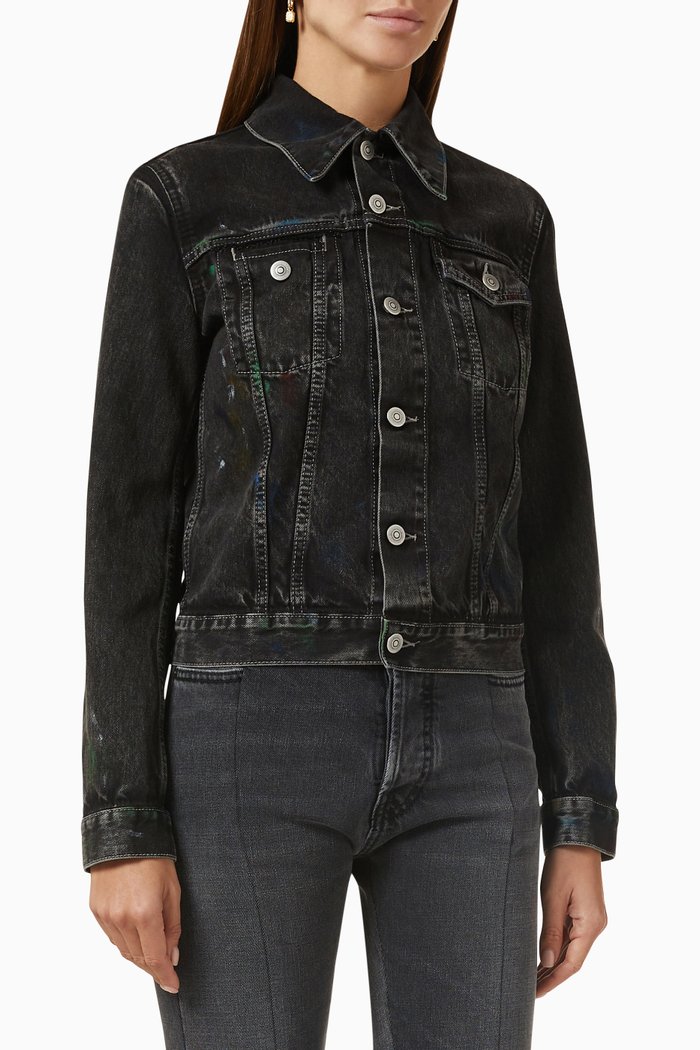 Paint Sports Denim Jacket, Black