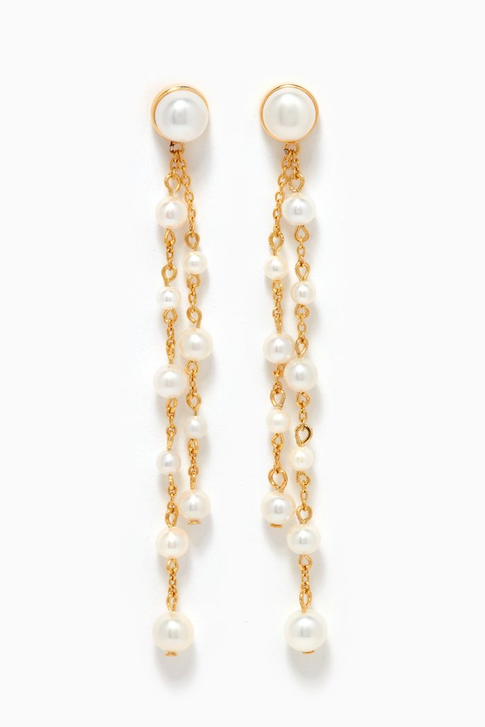 

Pearl Dangle Earrings in 14kt Gold Vermeil, Yellow