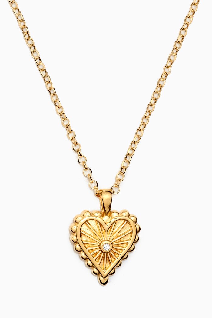 

Heart Starburst Diamond Necklace in 14kt Gold Vermeil, Yellow