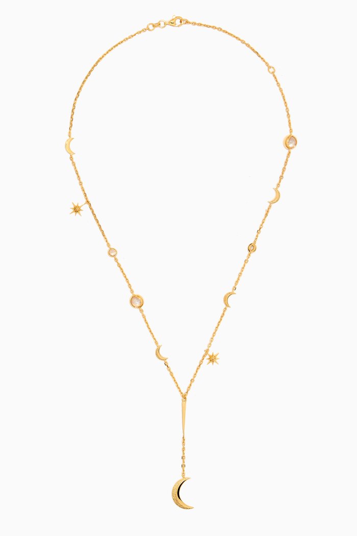 

Moonphase Lariat Necklace in 14kt Gold Vermeil, Yellow