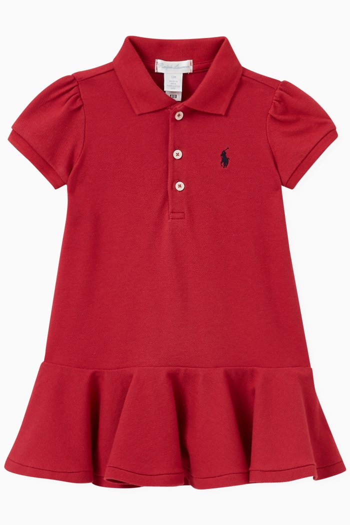 

Polo Dress in Cotton, Red