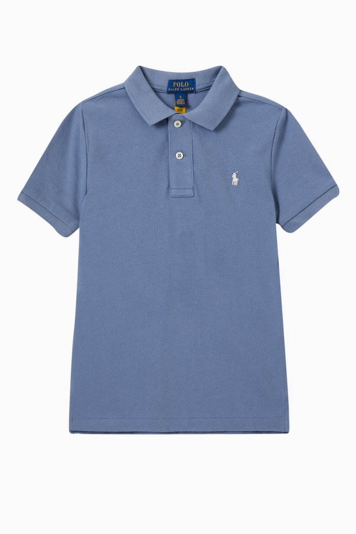 Logo Polo T-shirt in Cotton, Blue