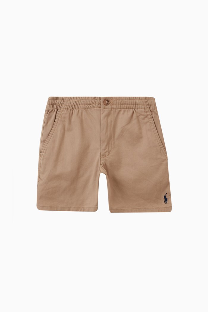 

Prepster Logo Shorts in Flex Abrasion Cotton Twill, Neutral