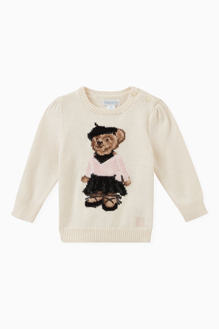 

Polo Bear Sweater in Cotton Knit, Neutral