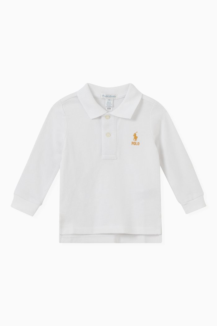 

Logo Embroidered Polo Shirt in Cotton, White
