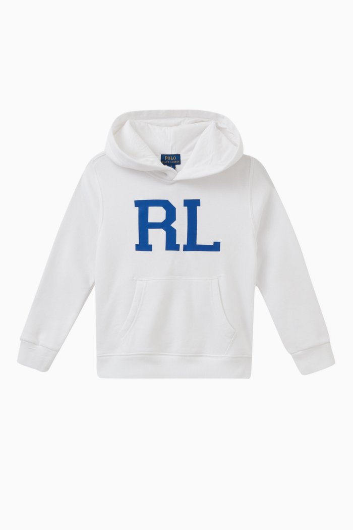 

Logo Print Hoodie in Cotton Blend, White
