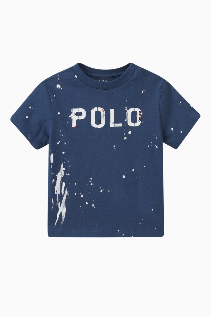 

Splattered Paint Logo T-Shirt in Cotton, Blue