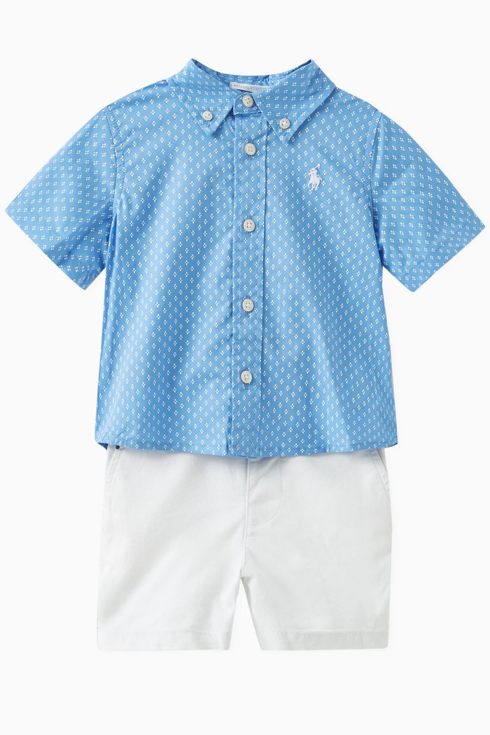 

Logo Detail Shirt and Shorts, Set of Two, Blue