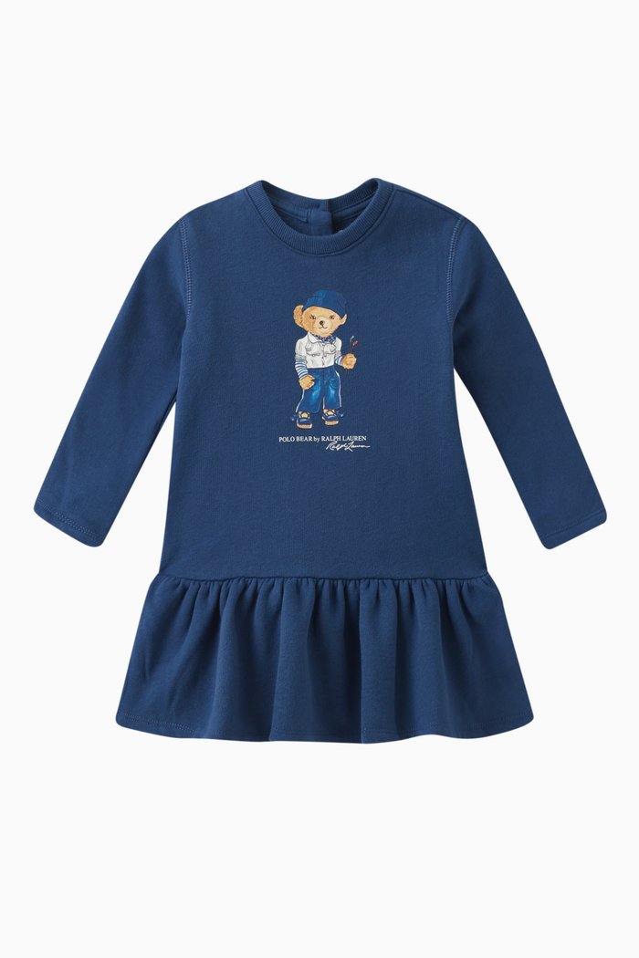 

Polo Bear T-shirt Dress in Cotton Blend, Blue