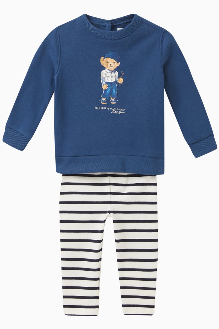 

Polo Bear Sweatshirt and Leggings, Set of Two, Blue