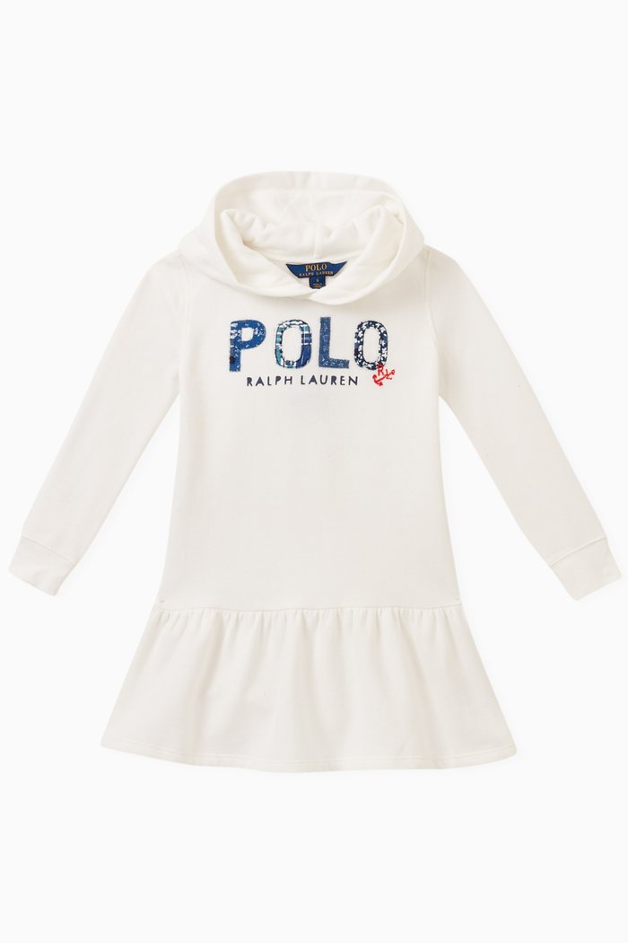 

Logo Print Sweater Dress in Cotton, White