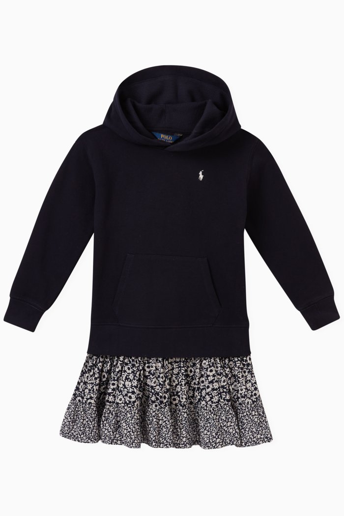 

Hoodie Day Dress in Cotton, Blue