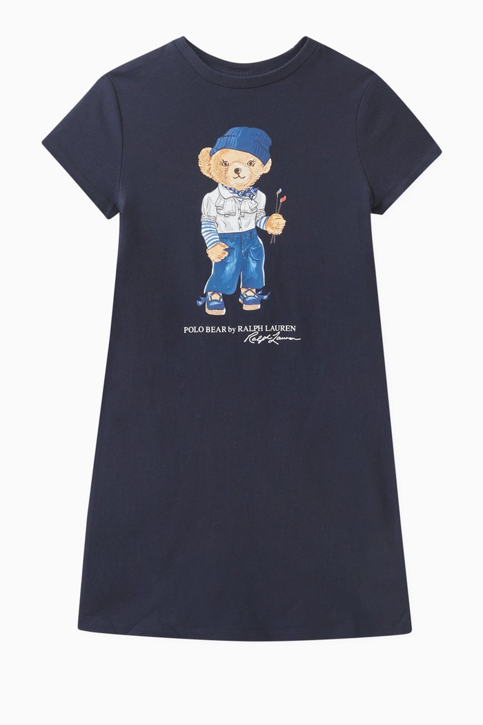 

Polo Bear T-shirt Dress in Cotton, Blue