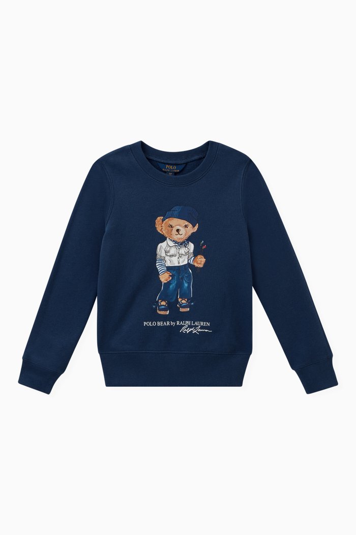 

Polo Bear Sweatshirt in Cotton Blend, Blue