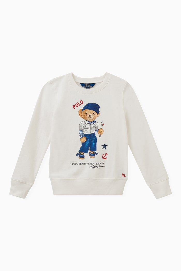 

Polo Bear Sweatshirt in Cotton Blend, White