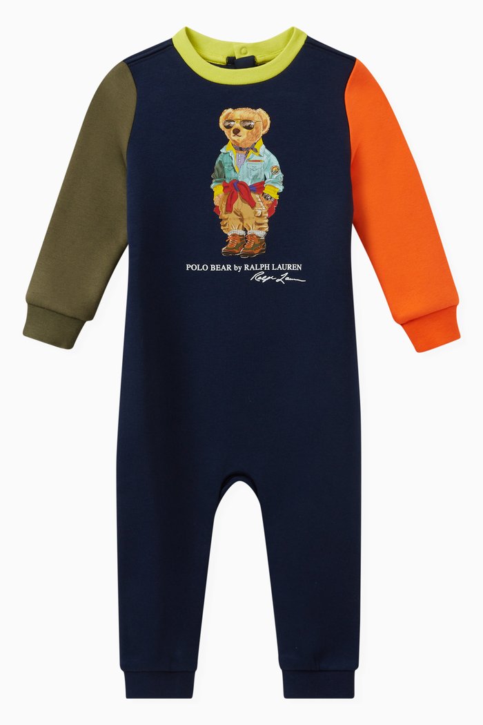

Polo Bear One-piece Coverall in Cotton Fleece, Blue