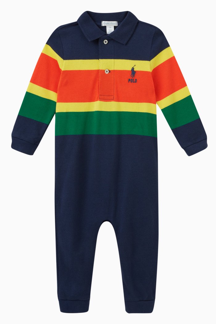 Logo One-piece Coverall in Cotton, Multicolour