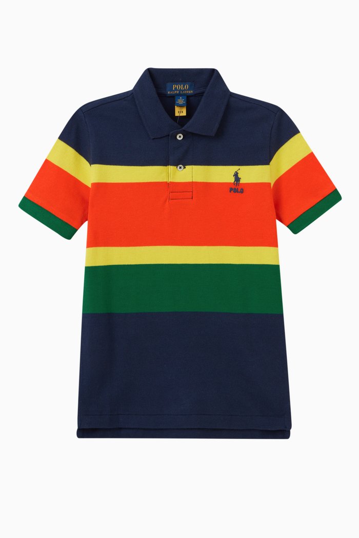 

Striped Polo Shirt in Cotton, Multicolour