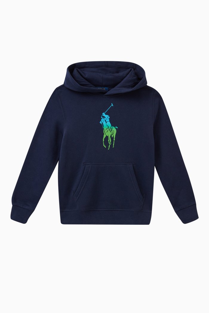 

Ombré Big Pony Hoodie in Cotton, Blue