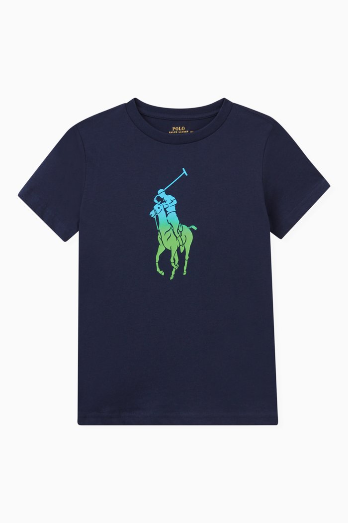 Ombré Big Pony T-shirt in Cotton, Blue