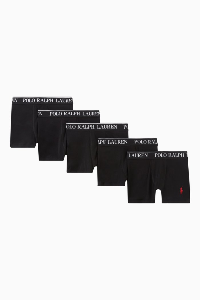 

Logo Boxer Briefs in Stretch Cotton, Set of 5, Black