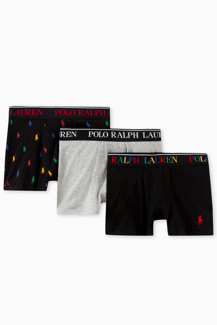 

Logo Boxer Briefs in Stretch Cotton, Set of 3, Multicolour