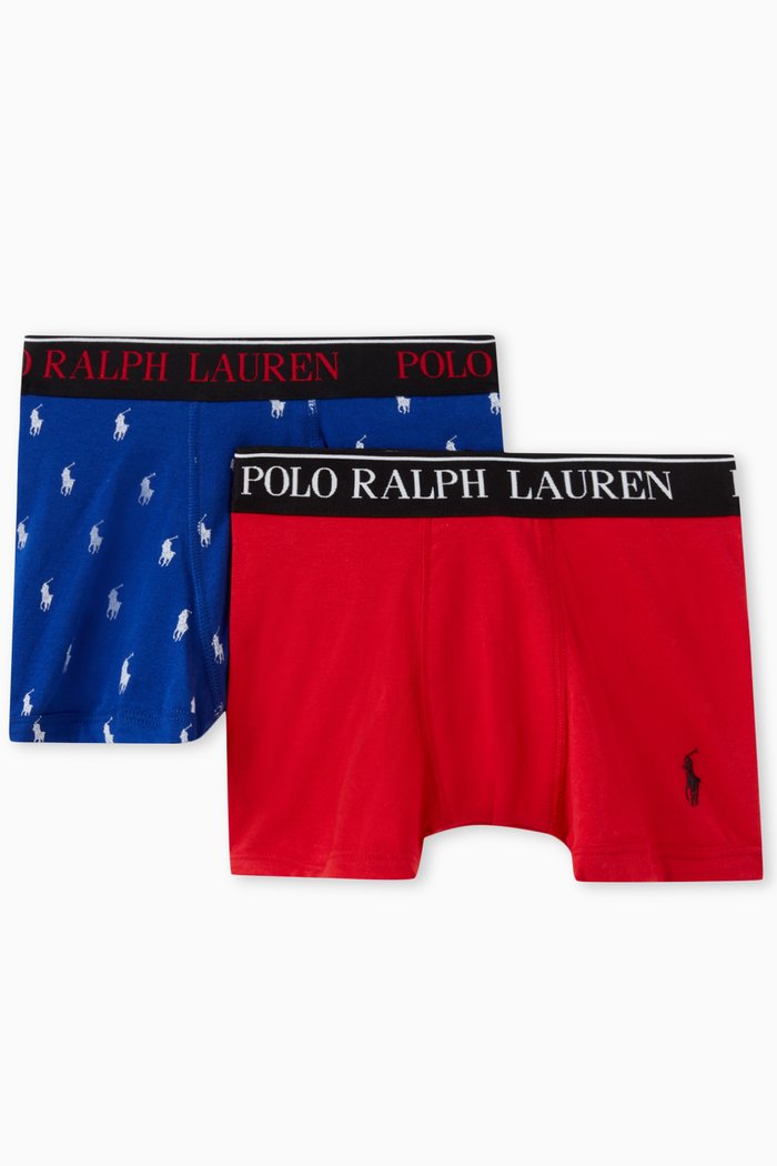 Logo Boxer Briefs in Stretch Cotton, Set of 2, Blue