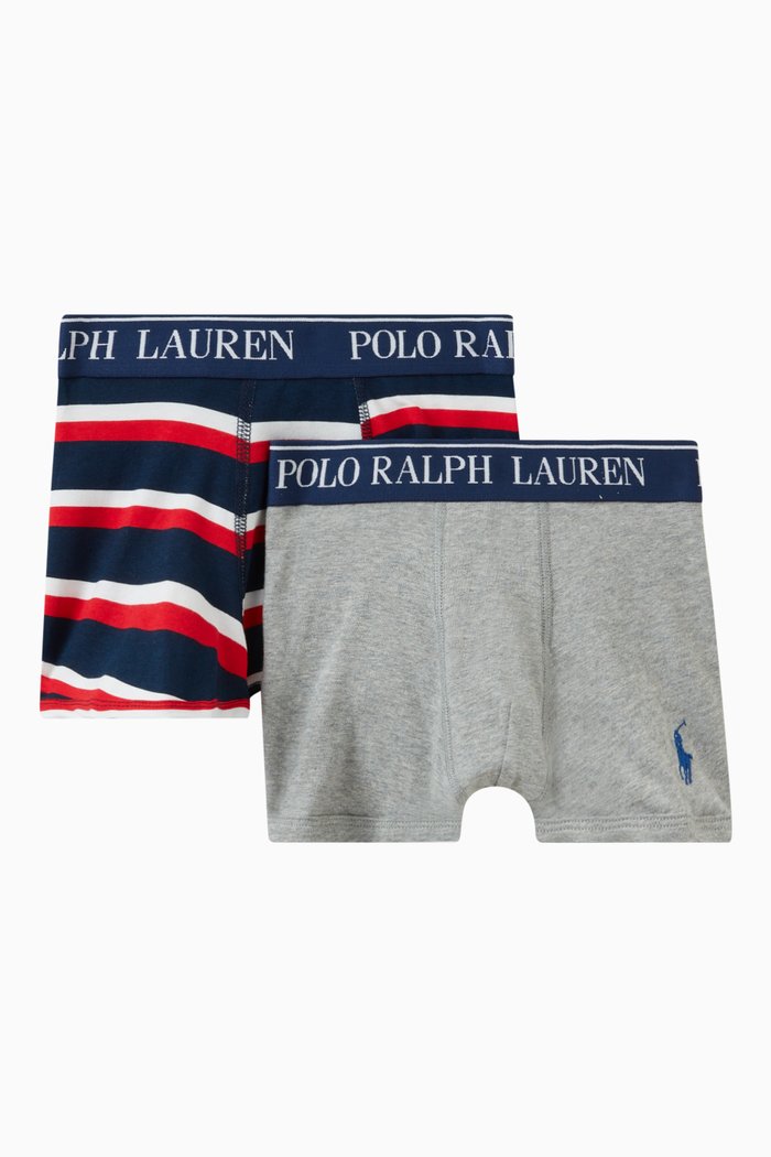 Logo Boxer Briefs in Cotton Stretch, Set of 2, Multicolour
