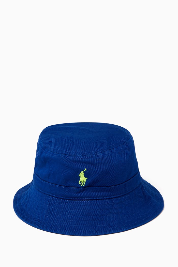 

Logo Bucket Hat in Cotton Twill, Blue