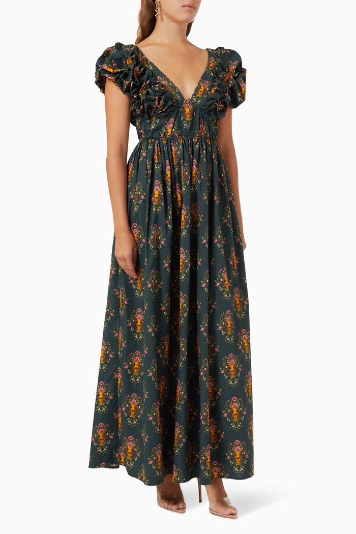 Calatea Maxi Dress in Poplin, Multicolour